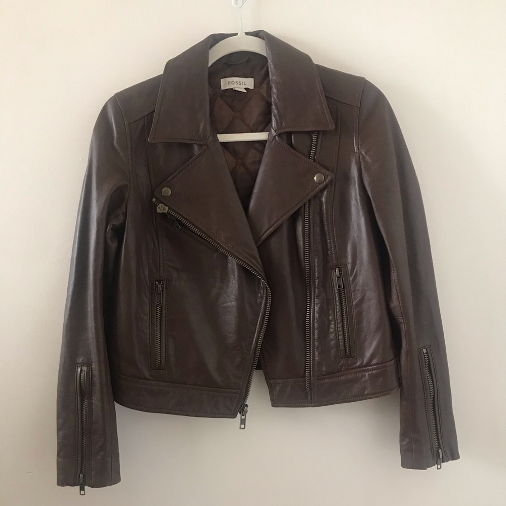 Brown leather jacket